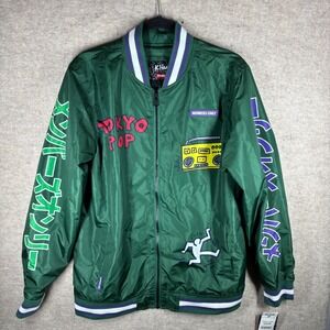 Members Only Keith Haring Tokyo Pop Windbreaker Jacket Mens Medium Forest Green